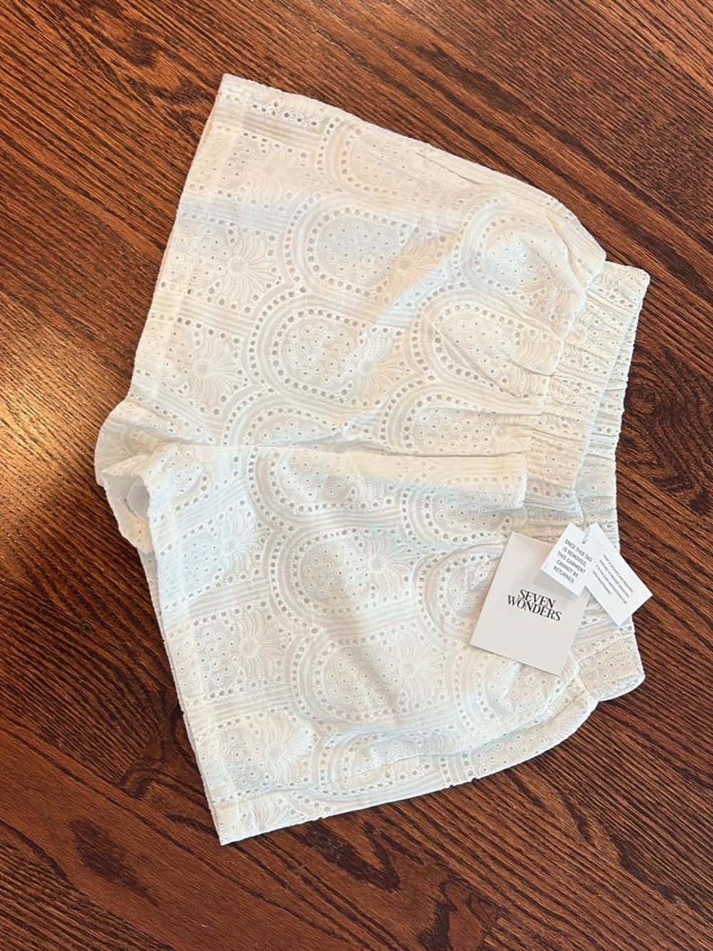 Seven Wonders White Eyelet Bermuda Shorts